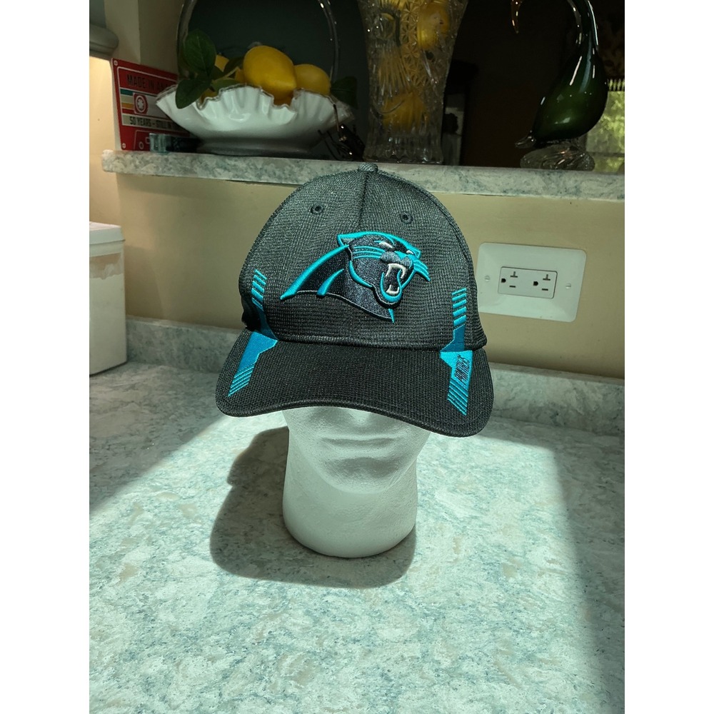 New Era Hat Carolina Panthers 39THIRTY L/XL Black‎ Blue NFL Sideline Home Cap